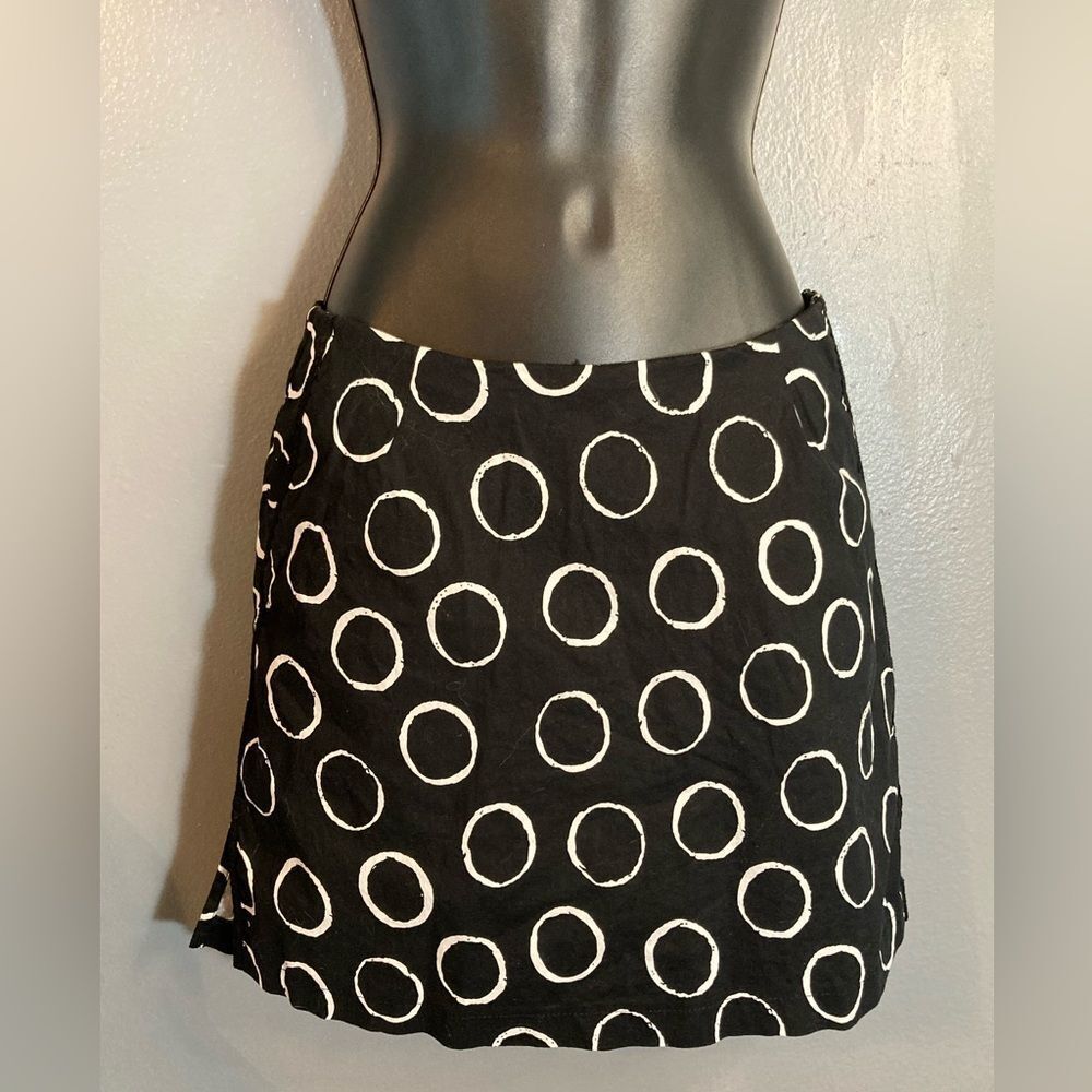 Black Circle-Print A-Line Skirt